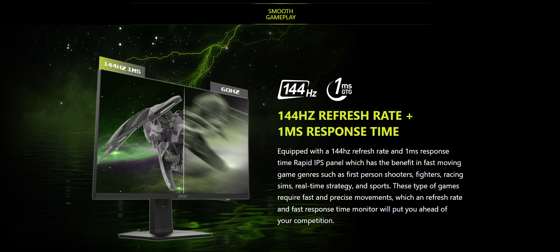 A large marketing image providing additional information about the product MSI MAG 274UPF 27" UHD 144Hz IPS Monitor - Additional alt info not provided